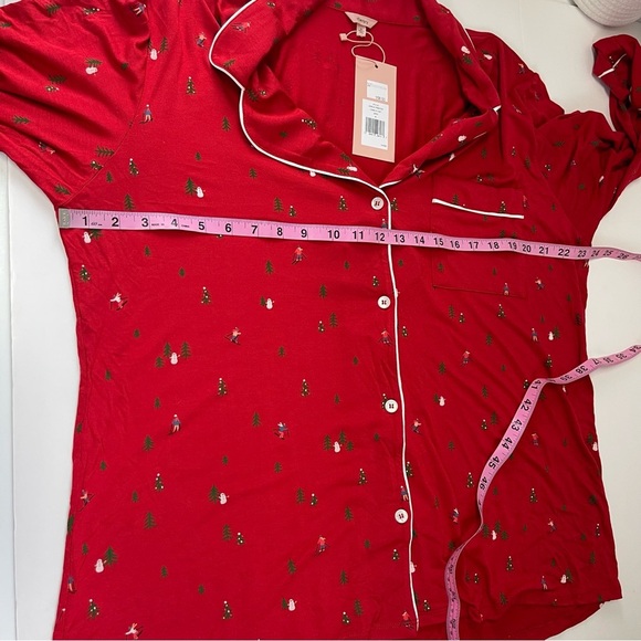 Eberjey Sleep Shirt Womens XL Red Button Front Loungewear Gisele Ski NWT NEW - Picture 8 of 10